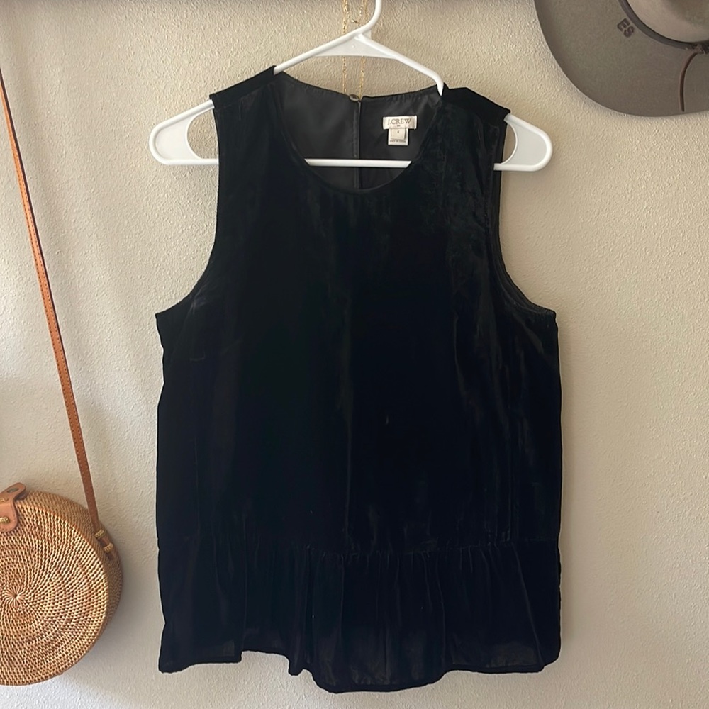 Size 6 Black Velvet J. Crew Peplum Top